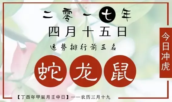 【运势播报】4月15日十二生肖运势