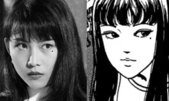 有一种漫画脸叫蔡少芬少女时，cos富江不用化妆，只需要加一颗痣